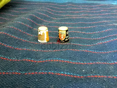 2 Vintage Souvenir LYON Bellecour Decorative Ceramic Thimbles