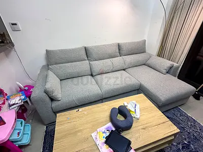 Ikea Eskelstuna L shape sofa Gray Light grey L-shaped fabric sofa with chaise - good condition