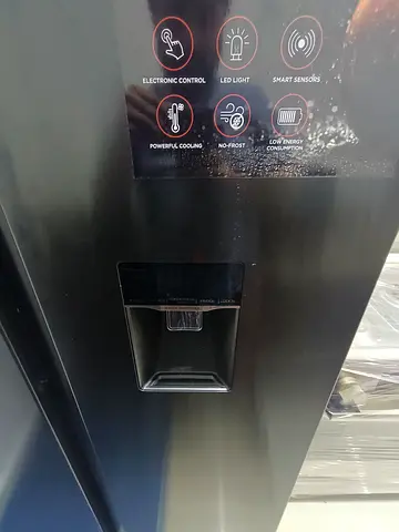 Black double-door refrigerator with water dispenser - excellent condition