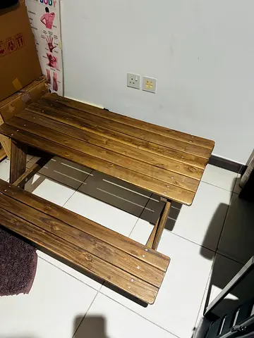 Solid Wood Outdoor Picnic Bench/Table — Compact Two-Seater