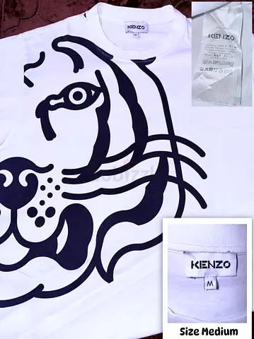 Kenzo White Tiger Print T‑Shirt - Size M