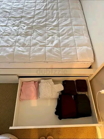 IKEA MALM Queen Size Bed + 2 Storage Drawers + Mattress