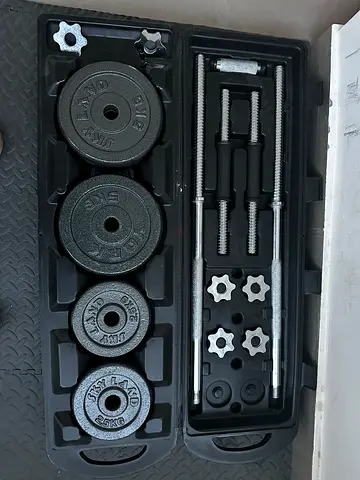 Adjustable Dumbbell Set with Plates and Bars (Total 50kg) - Good Condition