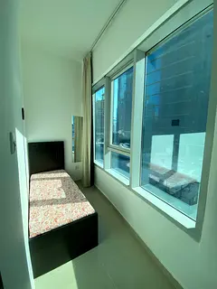 Room with open window near business bay metro station