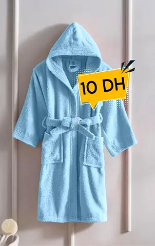 Light Blue Hooded UNISEX Bathrobe - Small, Soft Terry Cloth LARGE