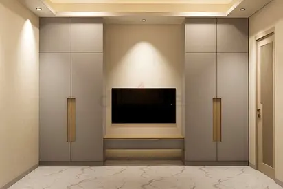 Built-in Wall Cabinets with TV Niche – Modern Grey Finish
