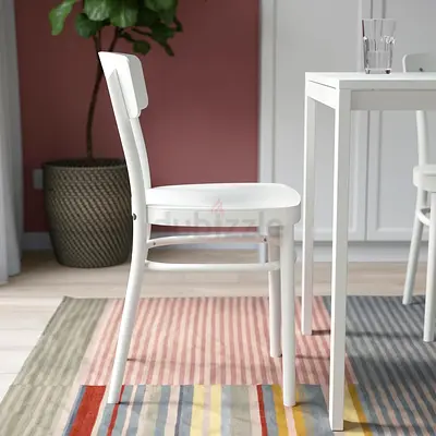 4 White IKEA Wooden Dining Chair with Cushions