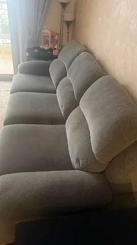 Comfortable 3-Seater Grey Fabric Sofa — Good Condition