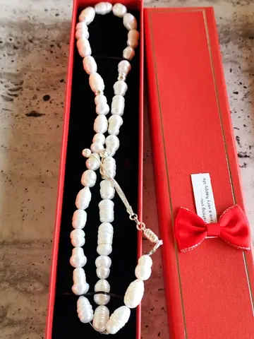 Freshwater White Baroque Pearl Tasbih (Misbah) with Real Silver