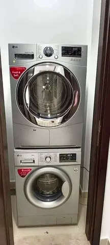 LG Stackable Washer and Dryer Set - Silver, Good Condition