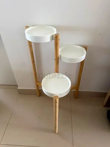 Wood and White 3-Tier Plant Stand / Side Table
