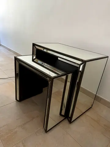 2 Mirrored side tables