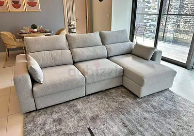Ikea Eskelstuna L shape sofa Gray Light Grey L-Shaped Fabric Sofa with Chaise - Good Condition