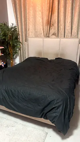 Queen Bed Frame with Upholstered Headboard in Beige - Good Condition