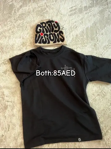 Black Graphic T-shirt + Beanie Set — Both for 85 AED