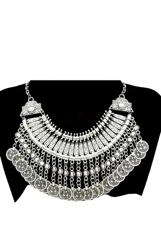 Brand new Silver-tone antique style Coin Statement Necklace