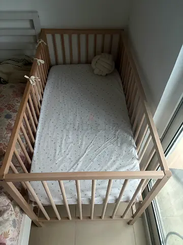 IKEA Crib for sale along with TWO BEDSHEETS, MATTRESS and MATTRESS PROTECTOR. BRAND NEW