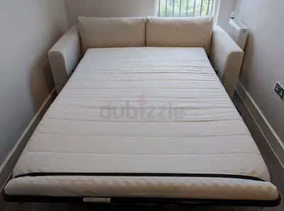 Beige 2-Seater Sofa Bed with Mattress - Good Condition