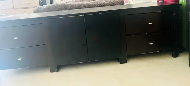 Low Black TV Stand / Entertainment Unit with Drawers