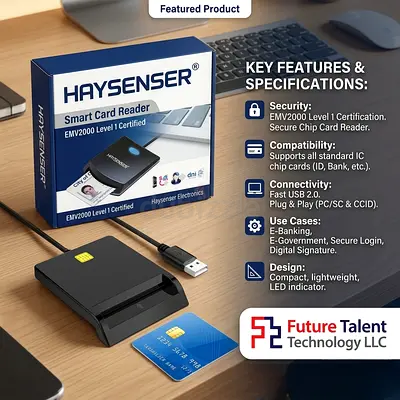 Smart Card Reader USB for Bank, SIM, Chip, IC, CAC Cards - Plug  Play Compatible With Windows, Linu