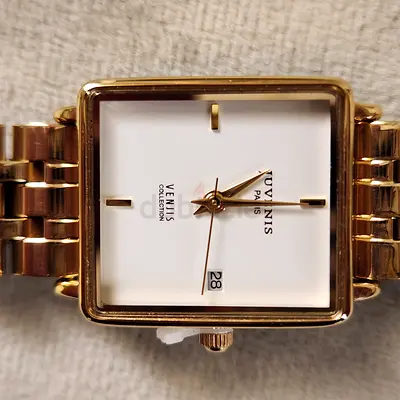 JuVinus Collection Gold-tone Square Mens Watch with Date