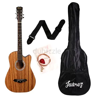 Juârez JRZ38C/ZEB 6-snarige akoestische gitaar 38 inch cutaway, rechtshandig, zebrahout met tas, sna