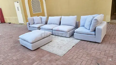 Loom collection modular feather filled sofa with footstool