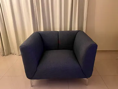 Single Modern Armchair - Dark Grey Fabric, Good Condition