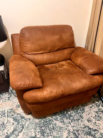 Large Comfortable Brown Leather Armchair — Good Condition
