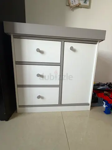 Baby changing table with drawers and cabinet