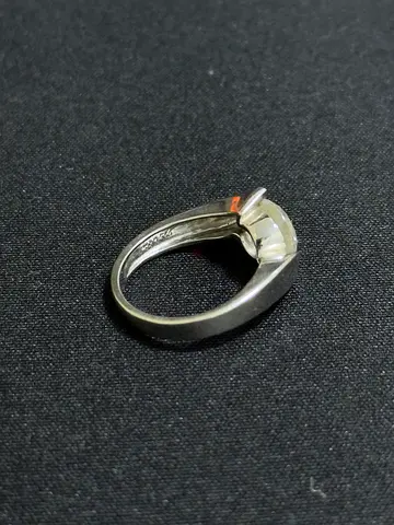 Engagement Ring Silver Solitaire Ring with Clear Stone