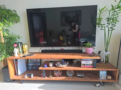 Solid Wood TV Unit / Entertainment Console - Rustic Finish. Barely Used. 6 months old