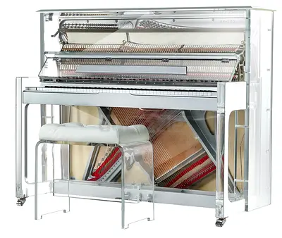 Steiner HU-125A Crystal Upright Piano - Silver