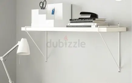white wall mounted book/ organizing shelves (set of 2, with 6 hangers as per the photo)