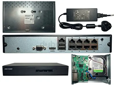 Hikvision 8-Channel NVR with 1TB HDD and Power Adapter - Working