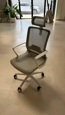 Ergonomic Mesh Office Chair with Headrest — Light Grey
