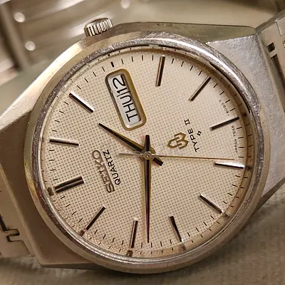 Seiko Quartz Type II Day-Date Mens Stainless Steel Watch (Used)