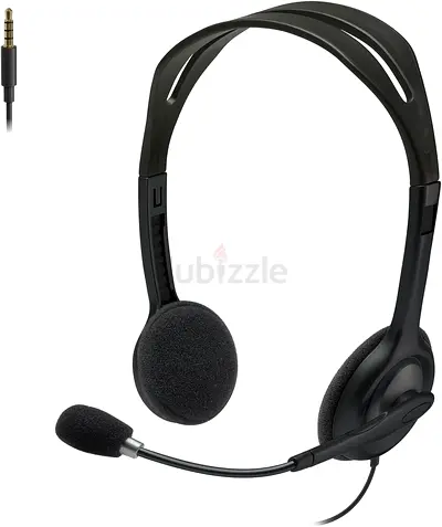 Logitech H111 Wired Headset, Stereo Headphones with Noise-Cancelling Microphone, 3.5 mm Audio Jack,