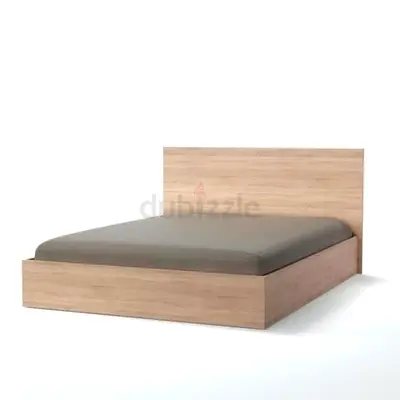 Simple Wooden Double Bed Frame with Headboard - Light Oak Finish