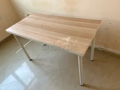 Simple Wooden Office Table with Metal Legs