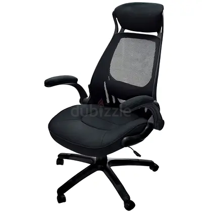 Adjustable Office Chair with lumbar support and neck-rest, wheels, Black