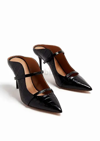 Malone souliers original Black Croc-Effect Pointed Mary Jane Mules, Size 38