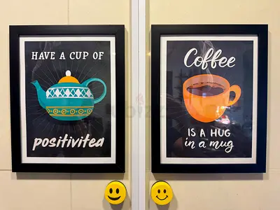 Framed Coffee and Tea Inspirational Kitchen Wall Art Prints - set of 2