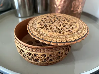 Handmade unique wooden decorative trinket box