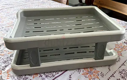 Two-tier plastic desk document paper tray organizer