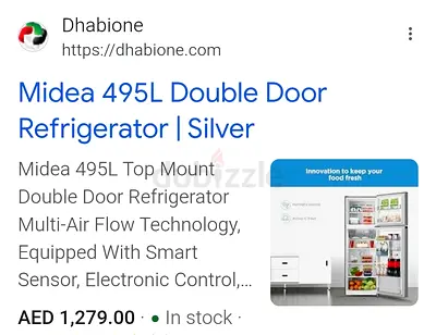 Midea 495L Double Door Refrigerator - Silver