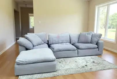 Marina home Luscious original fLarge Light-Gray Modular Sofa with Ottoman - Comfortable Family Couch