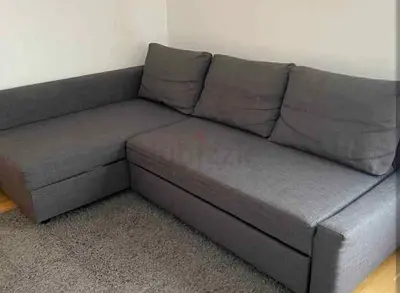IKEA L Shape Sofa cum bed with big storage and you can fix the storage left or right anyside you wan