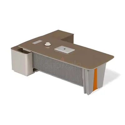 Modern L-shaped Executive Office Desk with Storage