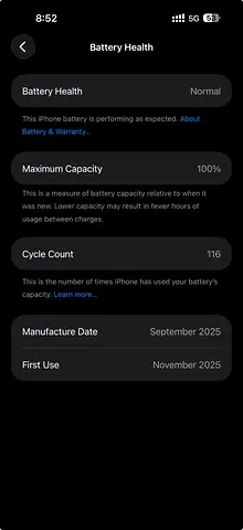 iPhone -17 pro max 512 GB with 100% Battery Health (116 cycles) - Ready to Use For sale
